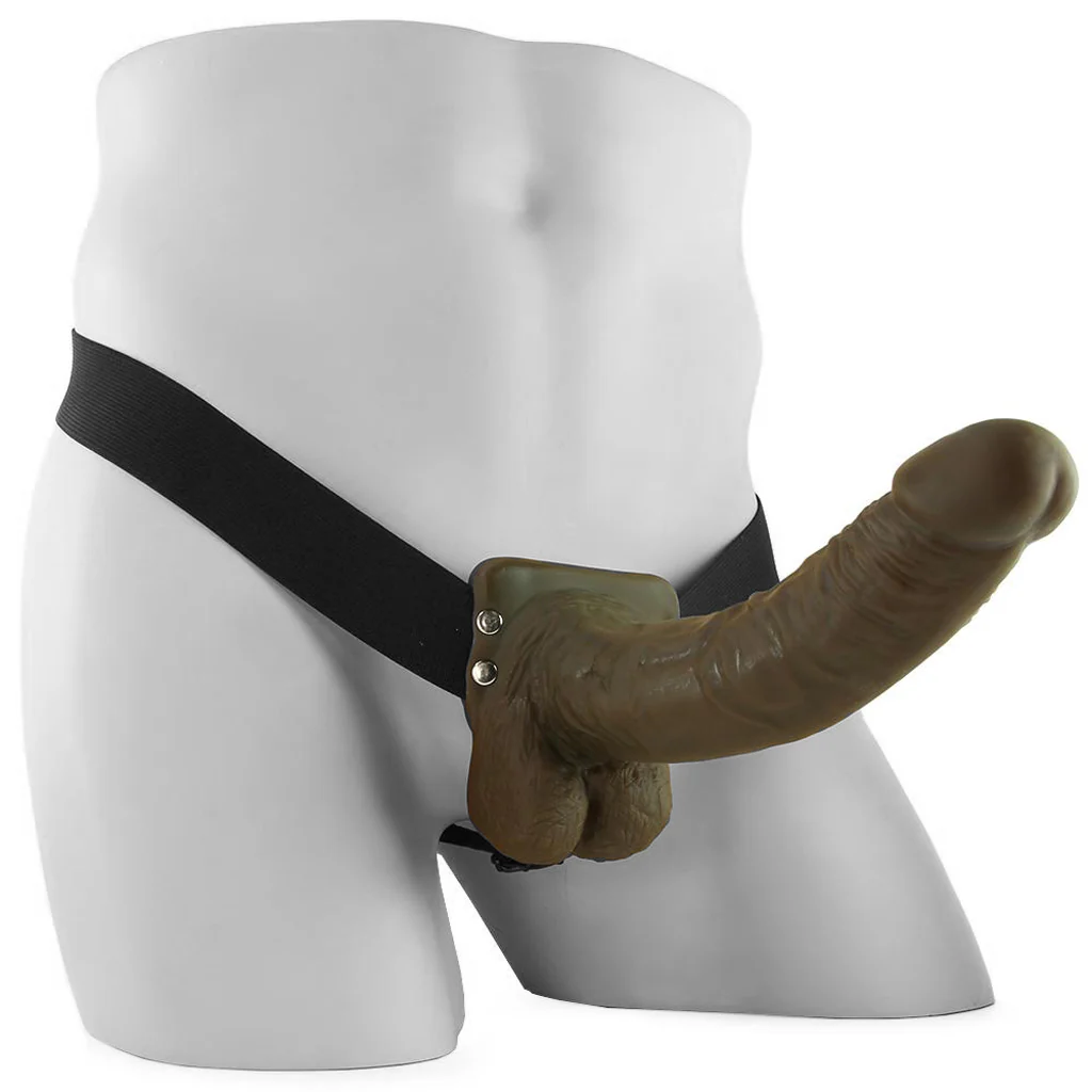 Fetish Fantasy 9 Inch Hollow Strap-On with Balls in Chocola