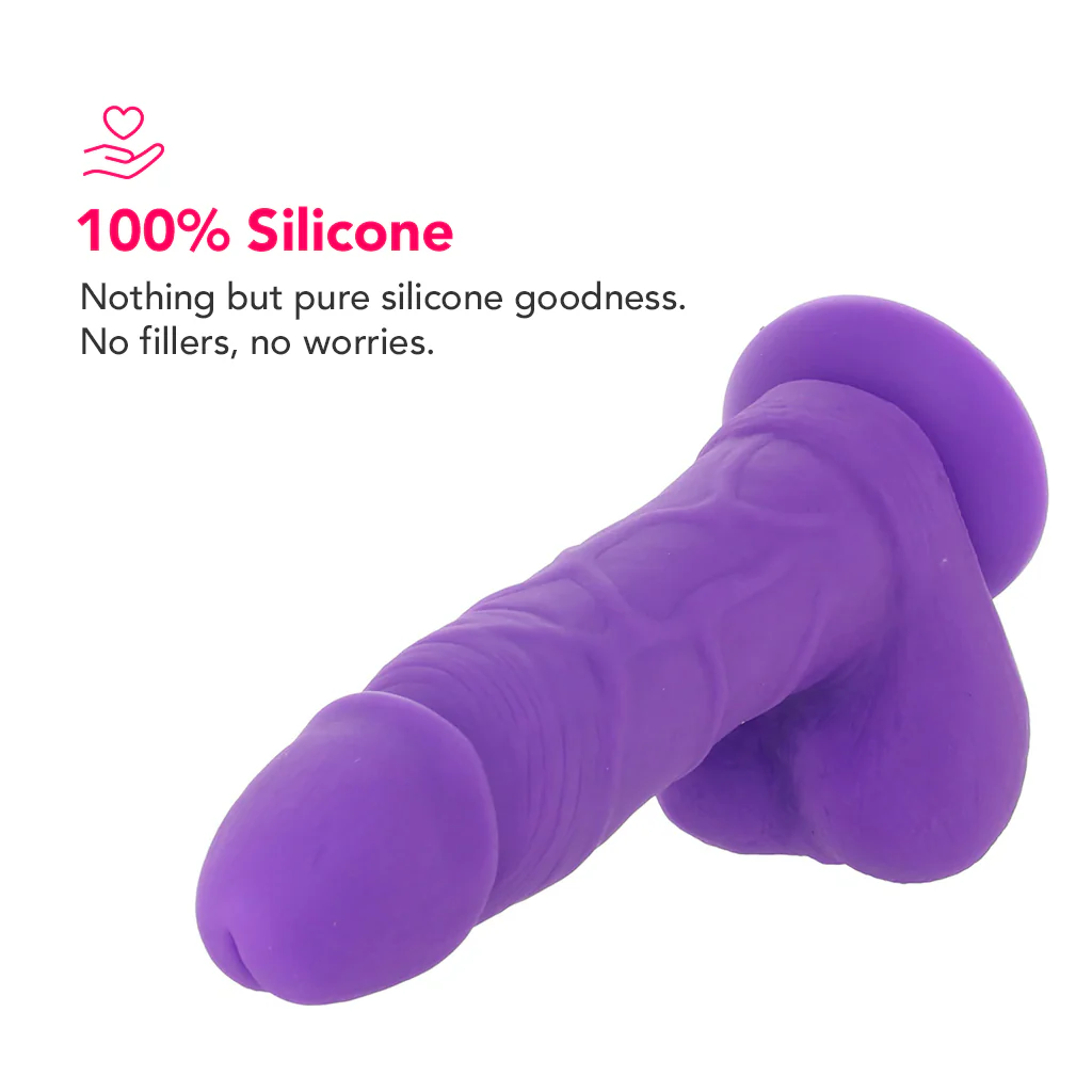 PinkCherry 7 Inch Purple Silicone Ballsy Dildo - Image 2