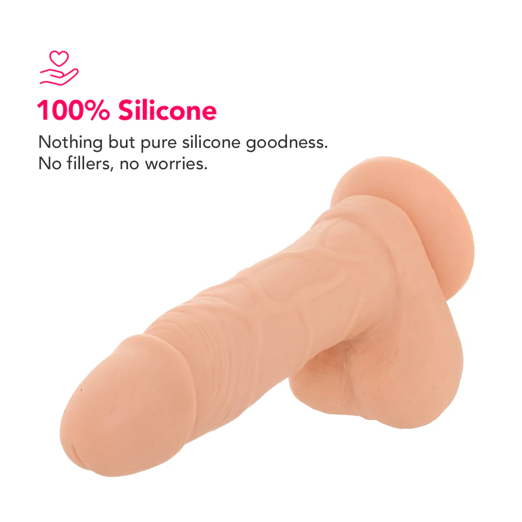 PinkCherry Premium 6 Inch Light Silicone Ballsy Dildo - Image 2
