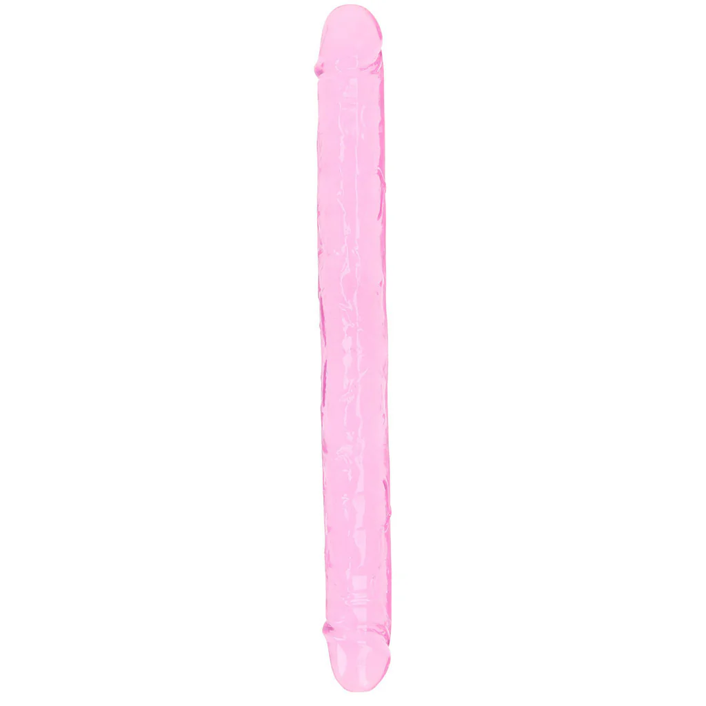 RealRock Crystal Clear Jelly 18 Inch Double Dildo in Pink - Image 5